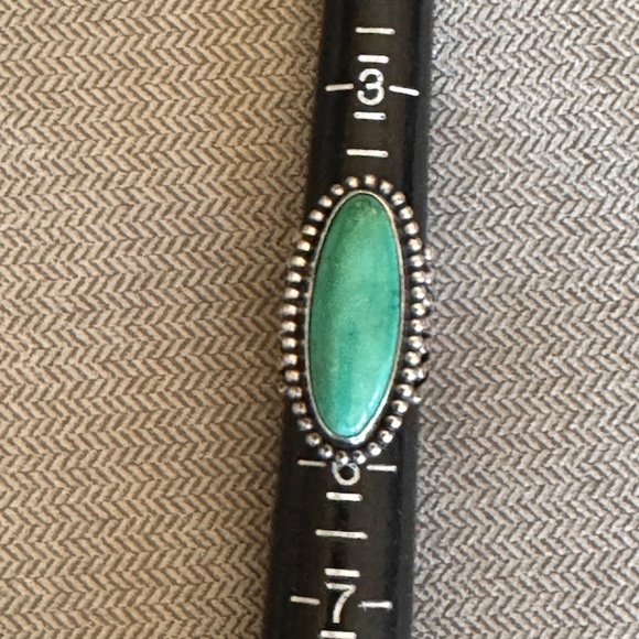 Vintage Sterling Silver Turquoise Bezel Set Ring Size 5.5 - Picture 1 of 7